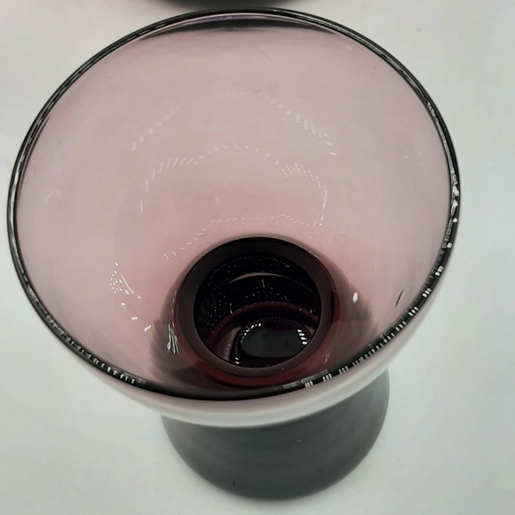 Vintage Morgantown Purple Amethyst Lead Crystal Candle Stick Holders & Vase USA - Picture 6 of 7